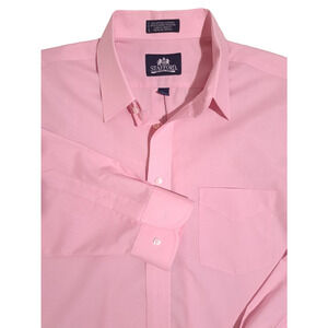 Stafford Mens Oxford Size 34 Pink Long Sleeve Classic Preppy Button down